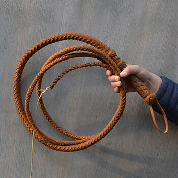 落凤山牛皮马鞭全皮牛皮鞭子健身响鞭甩鞭武术防身遗手作牧羊鞭 3.5米