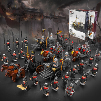 乐高lego积木三国小侠第三方人仔古代士兵拼装玩具迪库秦始皇战车