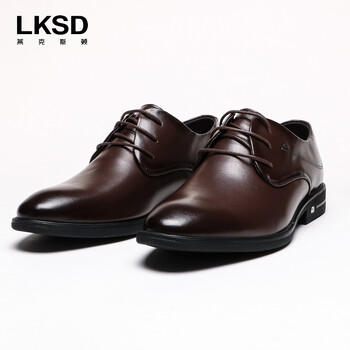 lksd莱克斯顿皮鞋男秋季商务正装休闲新郎结婚鞋男士尖头男鞋咖啡色39