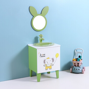 幼儿园新款兔子佩奇浴室柜儿童彩色洗脸盆柜组合卡通落地式洗手台