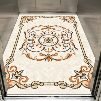 电梯地垫欧式大理石风格酒店电梯轿厢地垫定制门垫可擦洗pvclogo订制