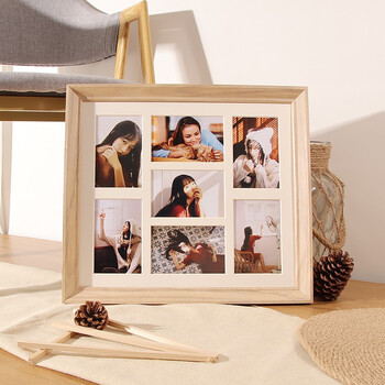 原木色 七宫格相框洗照片联系客服