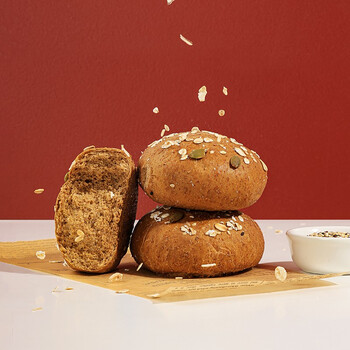 鲨鱼菲特鲨鱼菲特 黑麦欧包全麦面包健身代餐粗粮营养饱腹营养早餐