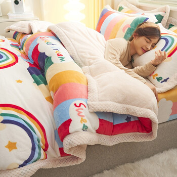 速热抗静电双面绒被套床单宝宝绒床品件套 彩虹【品质牛奶绒约8斤】