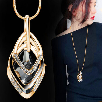 千弗日韩风毛衣链长款秋冬项链女简约时尚百搭衣服配饰品挂件a款