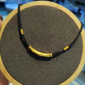 生日礼物送女友男友情人节 黄金竹节项链 金竹节项链