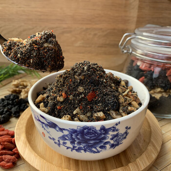 晨臻黑芝麻核桃桑葚粉现磨熟黑芝麻核桃枸杞桑葚干吃粉可加黑豆代餐