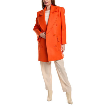 michaelkors迈克尔科尔斯系列双排扣切斯特菲尔德羊毛大衣橙色us2xs