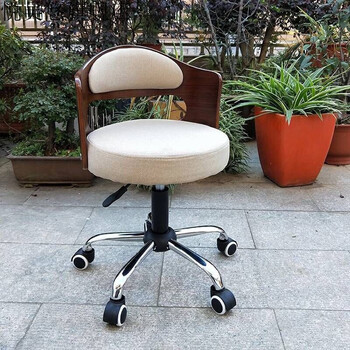 实木升降小户型电脑椅子家用现代简学习椅小巧小型转椅深卡其布色卡其
