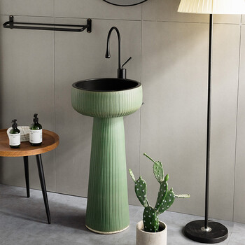 牧苓户外小户型洗手盆立柱式洗脸盆洗面阳台庭院水池洗手台盆一体落地