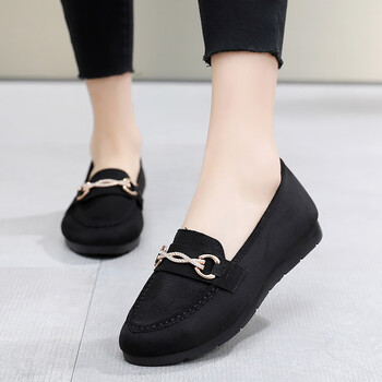 卓诗尼josiny春秋新款老北京布鞋女鞋平底豆豆单鞋圆头浅口软底舒适