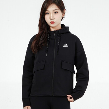 adidas阿迪达斯女装新款运动夹克连帽休闲开衫外套h07375s