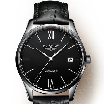 卡梭(kassaw)手表男士超薄全自动机械表男商务休闲皮带带日历名表男表