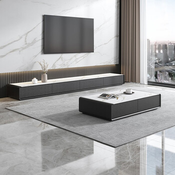 唯诺斯佳 岩板电视柜现代简约小户型客厅实木电视柜茶几组合大理石