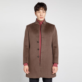 braun buffel/布兰施秋冬款羊毛大衣毛呢外套男防寒保暖国风男装 驼色