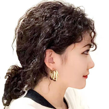 唐妮头顶补发片女刘海假发片羊毛卷蓬松小卷发真人发丝隐形无痕遮白发