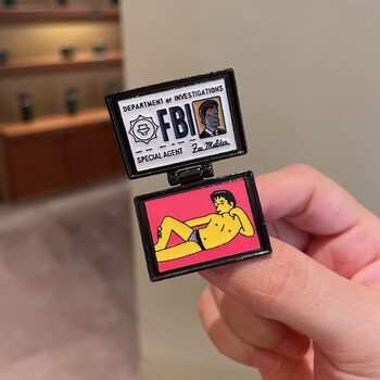fbi工作证可翻盖胸针喜剧人物别针辛普森个性卡通配饰fbl证件徽章 fbi