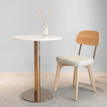 简约家用带扶手椅咖啡厅餐椅网红轻奢ins 直径60高度75cm石英石圆桌