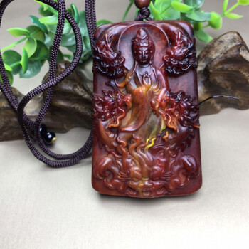 龙涎香吊坠龙涎香吊坠九龙观音山水牌双面雕工自带香味春节礼物珠佩丽