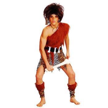 适用于 野人服装万圣节原始人部落儿童服饰印第安演出服土著衣服头饰