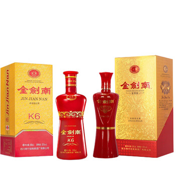 剑南春金剑南鉴赏 k6组合 52度浓香型白酒  送礼自饮白酒礼盒 500ml*2
