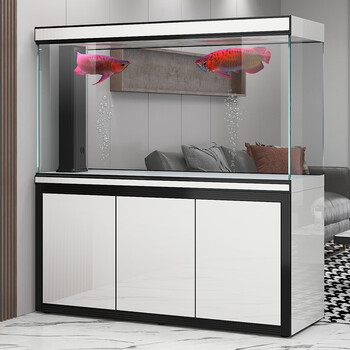 德克大型鱼缸水族箱生态客厅金鱼缸锦鲤家居定制水族箱黑亮白靠墙款