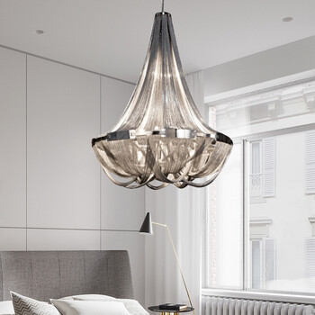 jlior 后现代轻奢别墅客厅复式楼流苏吊灯意式卧室旋转楼梯餐厅装饰