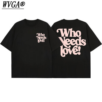 needs love系列纯棉t恤夏季新款圆领体恤宽松短袖 黑色 50059-who英文