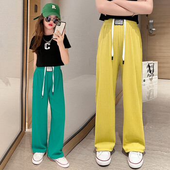 笛岸莱茵女童裤子夏季薄款夏款宽松女大童12岁直筒长裤儿童夏夏装阔腿