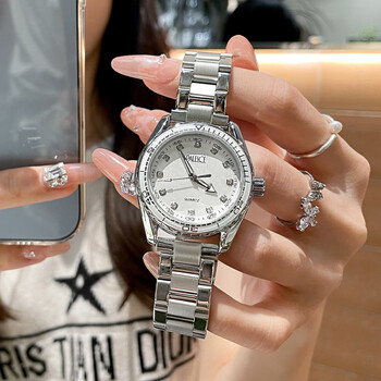 手表女小众轻奢满钻陶瓷女士女款名牌女表品牌表银色