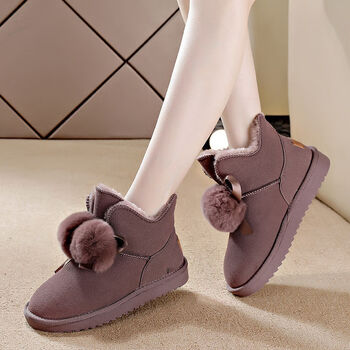 gioio2022冬季新款女鞋雪地靴加绒保暖靴子网红平底短筒东北鞋棉鞋豆
