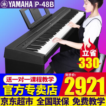 雅马哈（YAMAHA）P145电钢琴重锤88键p48升级成人儿童老人初学者新手入门便携钢琴 P48B原装木架原装三踏+全套配件