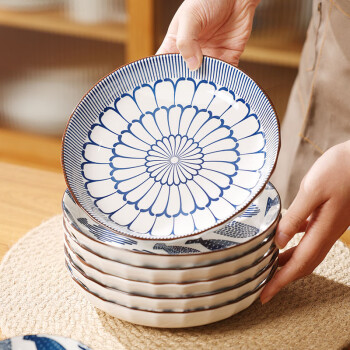 陶煲王 陶瓷餐具日式盘子家用餐盘菜盘碟子 轮瓣