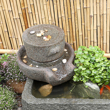 赞璐桐石磨假山石配件流水磨盘民宿景观装饰阳台庭院花园喷泉摆件造景