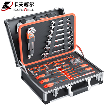 卡夫威尔 铝合金工具箱套装汽修机修工具组套套筒扳手钳子螺丝刀修车圣多瑞精品系列 80件套 SS3566E
