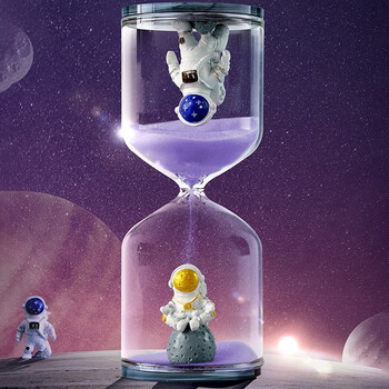 员太空人摆件沙漏计时器儿童102030分钟节日玩具礼物流沙瓶紫色5分钟