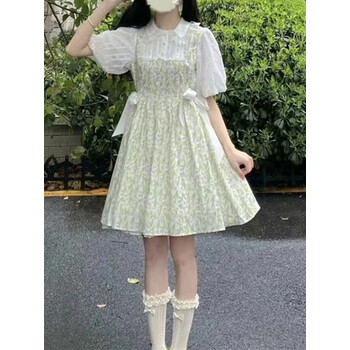 nzglr初中学生连衣裙女夏装大童女孩洋气公主裙女装小个子碎花清纯