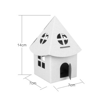 林中鳥幼兒園兒童節手工diy白色紙盒城堡塗色創意彩繪紙板房子子玩具