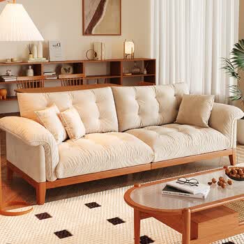 积易木坊云朵沙发迪丽娜日式云朵沙发猫抓布艺原木风直排可拆洗北欧