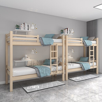 下铺双人架子床上下铺木床双层实木上下床两层大人学生员工宿舍高定制