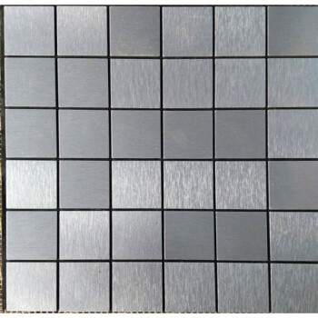 银色拉丝铝塑板马赛克电视背景墙会所瓷砖背胶自贴无需填缝方便 48x48