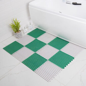 卫生间防滑垫浴室地垫防水淋浴家用镂空拼接洗澡间厕所脚垫地垫子白色