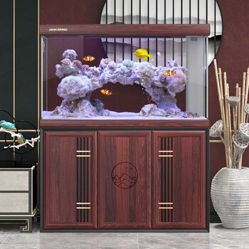 闽江(minjiang)鱼缸水族箱免换水新中式生态造景中大型客厅屏风家用
