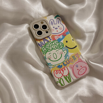 莫龙山河(molonr)彩笔手绘涂鸦卡通适用opporeno6手机壳r15/r17情侣