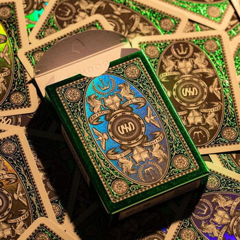 汇奇进口收藏艺术高颜值扑克牌华丽镭射烫金全息衍射london伦敦 翠绿