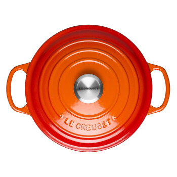 法国酷彩/Le Creuset圆形铸铁珐琅锅S级汤锅炖锅26cm 火焰橙