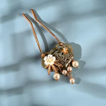 提伯斯汉服古风发饰水墨色发钗头饰古装簪子盘发发钗大明湖畔的容嬷嬷