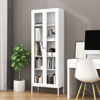 来福士 小型文件柜办公柜子玻璃门置物柜家用钢制铁皮柜落地书橱储物