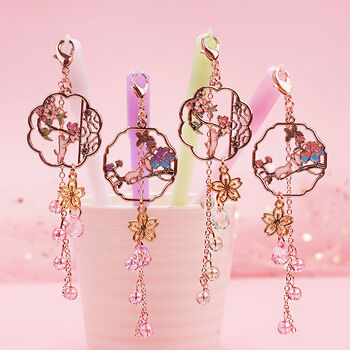 可爱少女心吊坠笔ins古风闺蜜挂件笔好看仙气笔网红高颜值黑笔 醉花阴