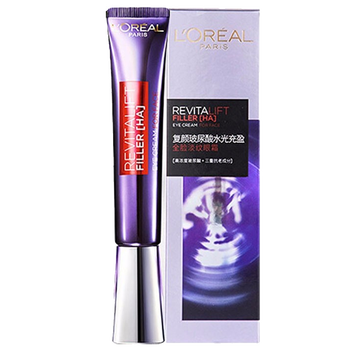 欧莱雅复颜玻尿酸水光充盈全脸淡纹眼霜(女士紫熨斗眼霜、淡化黑眼圈、紧